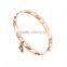 Newest Heart and Crystal Charm Rose Gold Stainless Steel Bangle