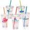 BPA Free 16OZ Double Wall Plastic Straw Tea Cup