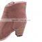 spring and autumn fashion vintage women's thick heel boots solid color nubuck leather side zipper women boots with a single