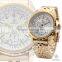 ORKINA Men's Stopwatch Chrono Golden Stainless Steel Casual Quartz Wrist Watch