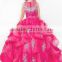 Crystal Beaded Puffy Ball Gown Custom Made Vestidos Flower Little Girl for Wedding Party TF018 apple green flower girl dresses