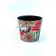 Household Butterfly And Flower Print Waste Bin Faux Leather Trash Can