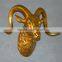 Hiagh quality crafts life fiberglass golden sheep head wall hanging statues for home decor