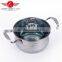 High quality 5pcs Stainless Steel Drum-shaped Soup Pot kitchen cookware with Glass Lid
