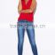 OEM service blue denim mid rise jeans wholesale china