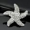 White starfish rhinestone brooch mini clear starfish rhinestone 2016 Bridal crystal starfish rhinestone brooch for wedding