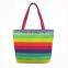 Canvas Zipper Cheap Handle Printed Rainbow Tote Bag