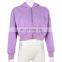 Custom logo women's crop top long sleeve sweatshirts zip jacket hoodies
