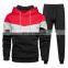 Custom logo mens panels stitching sweatpants and hoodie sweatsuit set