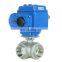 DKV 3'' DN50 DN75 DN150 actuator 380v control 50mm 2 inch 360 degree electric SUS304 3 way ball valve