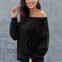 Long sleeve off-shoulder loose pullover sweater