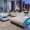 Foshan factory Luxury  home theater living room sofa set furniture with LED lights