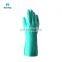 Cheap Price Heavy Duty Thickness Green Industrial Chemical Resistant Nitrile Flock lined Gloves For Cleaning