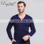 Worsted Knitwear Machine Fashion 16gg Solid Merino Wool Jumper Sweater Plus Size V-Neck Collar
