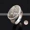 925 Sterling silver platinum druzy oval bezel set ring