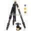 Q1000C 1650MM carbon fiber digital camera tripod base 28MM tube 20kg bearheavy duty tripod stand for dslr action video camera