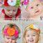 Infant girl boys cute rhinestone headband lace hand flower hair band