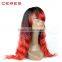 Bleached Knots Ombre Red Full Lace Wig, 180% Heavy Density European Hair Full Lace Wig