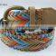shine colorful woven pu leather fake leather belt for girl