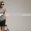 ladies' boat neck short sleeve pullover knitted sweater with stripes &print