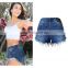 2016 Summer Fashion Women Hot Pants Denim Shorts Ladies Classic Top Quality Fringed Hem High Waist Wholesale Used Jeans