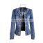 Womens Demin Diamond Sequined Punk Jeans Long Sleeve Jacket