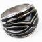 Mens Black Smooth Titanium Stainless Steel Biker Ring Silver