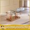glass adjustable coffee table with rose golden stainless steel