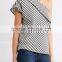 Wholesale Women Apparel Black and White One-shoulder Fashion Striped Silk Top(DQE0398T)