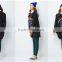 Female hemp grey long-sleeved straight front piece print dress