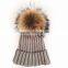 Myfur 2016 Real Raccoon Fur Bobble Knit Hat for Women Beanie