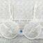 New design young ladies white embroidered blue bow bra and panty set