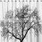 Wholesale Price 180180cm Waterproof Black Scenery Tree Design White Fabric Bathroom Shower Curtain Liner Hooks Polyester