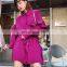 Ruffles Lantern Sleeve High Waist Bow Bandage Purple Dresses For Women