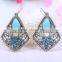 wholesale fashion vintage resin acrylich kallaite rhombus on hole gold earring models box