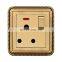 Type 86 South Africa 3 pin Wall Socket With Switch 16A Copper Wire Drawing Panel Sockets And Switches Electrical With LED Light