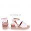 Wholesale New design white nappa two part espadrille inspired platform wedge heel ankle strap sandals shoes