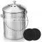 Household Compost Trash Bin Kitchen 5L Stainless Steel Compost Bin Powder Coating Compost Bin