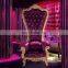 cheap high quality luxury high back royal red white fabric king throne gold wedding chair metal hotel chairs