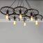 Black And Rust Brass Wheel Style Lamp LED Pendant Light Iron Ceiling Lamp