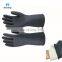 High Quality Lightweight Thin 33cm En388 Heavy Duty Black Flock Lined Natural Latex Diamond Grip Rubber Glove