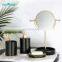 4 Piece Ceramic Bathroom Sets Toilet Brush Holder Soap Dispenser Tumbler Soap Dish with Glaze and Golden Base