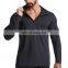 Quick Dry Men's Pockets Running T Shirt Fitness Tight Long Sleeve Sport Gym Top Half Zip Sportswear Training Jogging Shirts