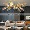 Modern Art Lighting Fixtures Villa Kitchen Island Antiqued Silver Leaf Pendant Lamp Simple Branch Chandelier