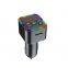 Newest Fast car charger RGB breathing light Type C Multi ports BT car charger USB output 5V 3.1A fast car charger