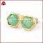 Natural green chrysoprase hexagon stone stud post earrings