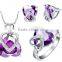 Europe and America Style Amethyst Zirconia Heart Jewelry Set