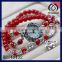 thai silver plating beaded bracelet watch with beads and charms