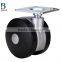 3" Black Rivet Nylon Furniture Caster With Plate and Brake