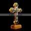 Mother of Pearl Olive Wood Cross on Olive Wood Stand. Hand Made. Made in Jerusalem